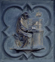 St Hieronymus, panel F av norddörrarna till dopkapellet i San Giovanni, 1403-24 (brons)